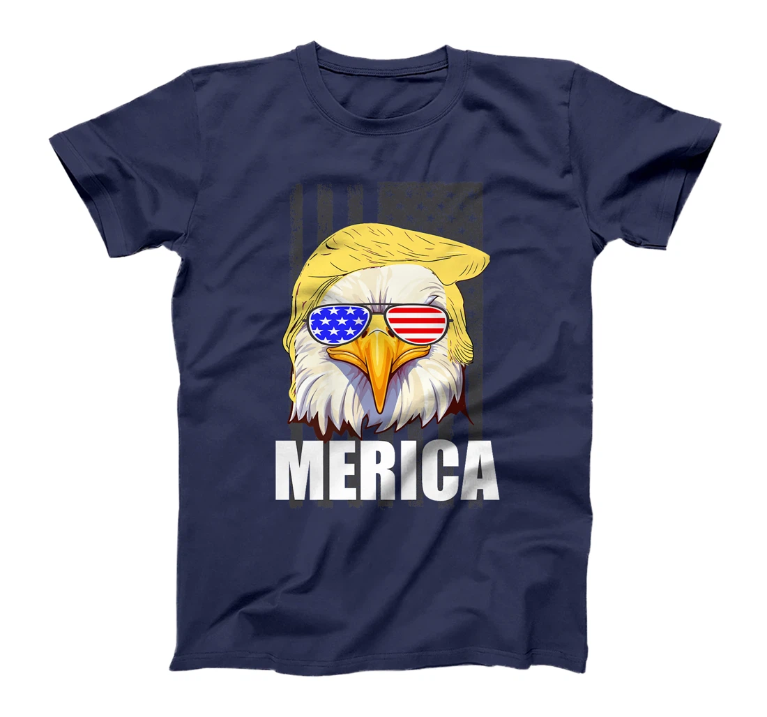 Orange Hair Funny Bald Eagle Merica US Flag Trump July 4th Premium T-Shirt