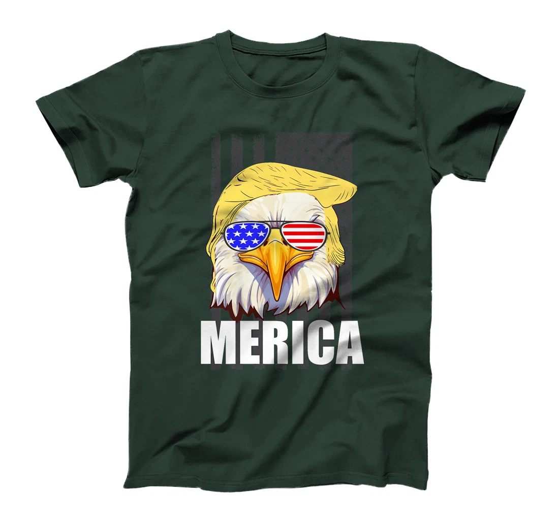 Orange Hair Funny Bald Eagle Merica US Flag Trump July 4th Premium T-Shirt