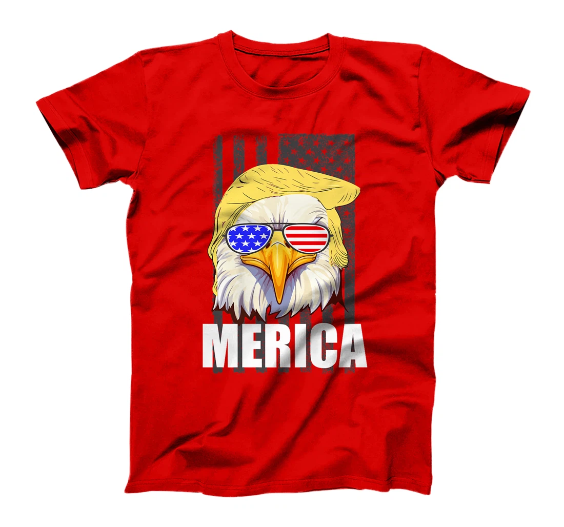 Orange Hair Funny Bald Eagle Merica US Flag Trump July 4th Premium T-Shirt