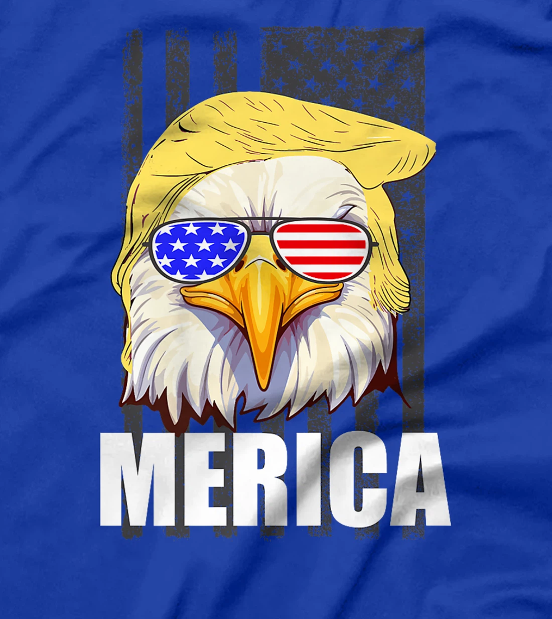 Orange Hair Funny Bald Eagle Merica US Flag Trump July 4th Premium T-Shirt