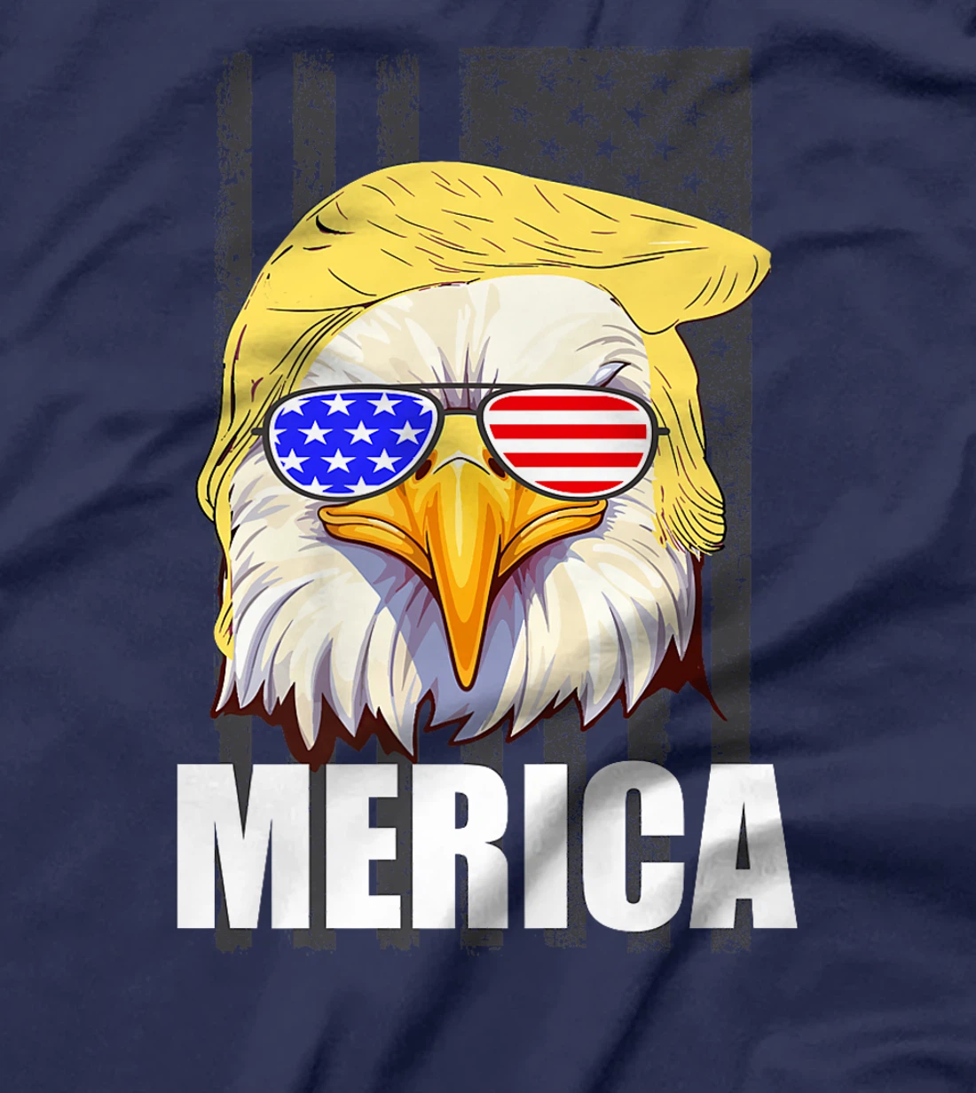 Orange Hair Funny Bald Eagle Merica US Flag Trump July 4th Premium T-Shirt