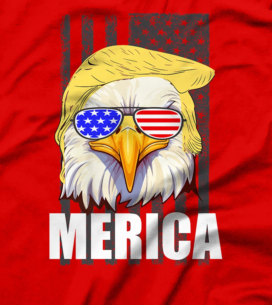 Orange Hair Funny Bald Eagle Merica US Flag Trump July 4th Premium T-Shirt