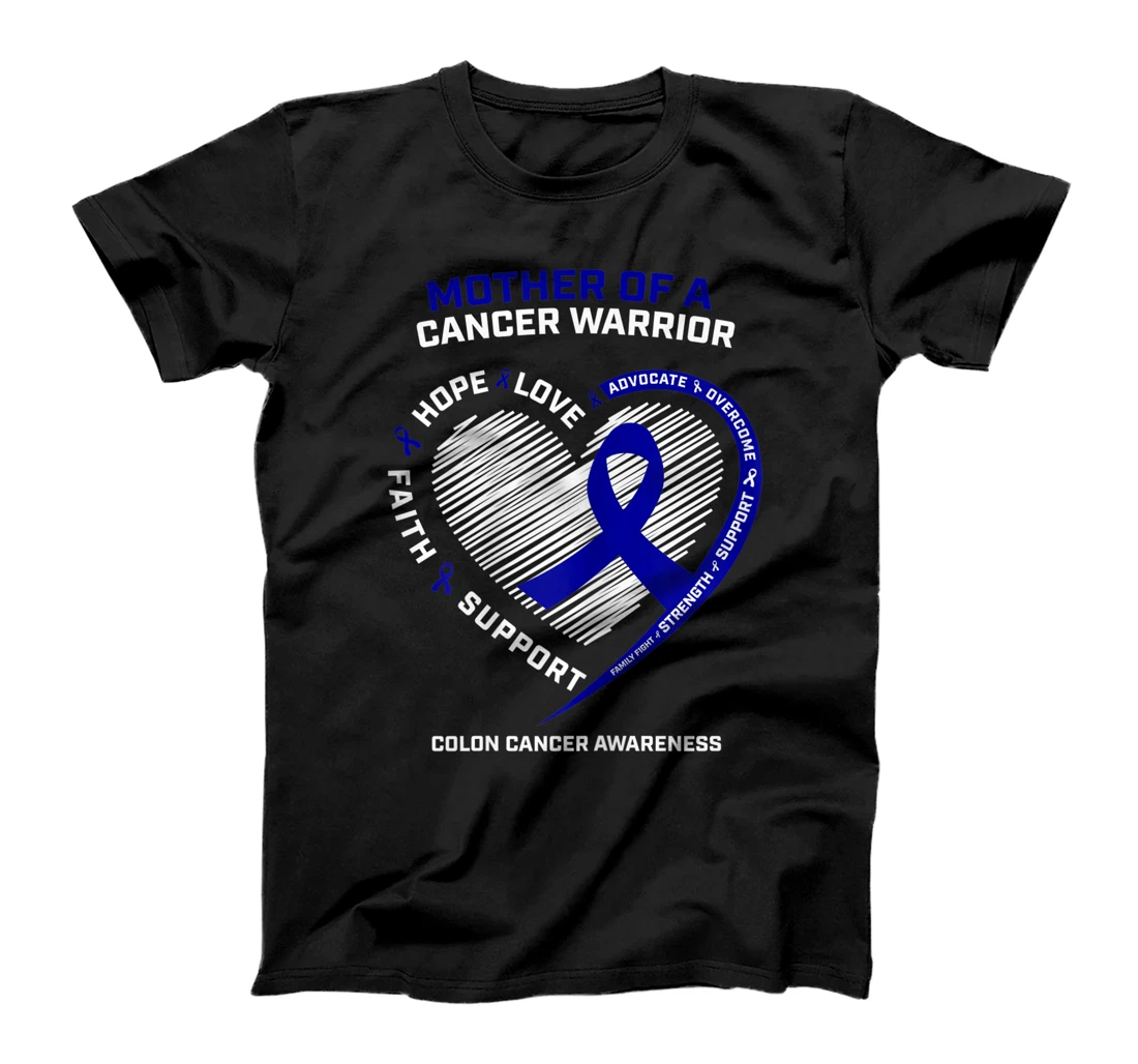 Womens Ribbon Mother Of A Cancer Warrior Daughter Son Colon Cancer T-Shirt