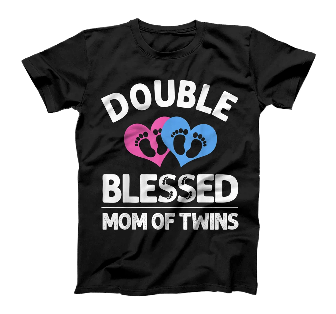 Funny New Mom Of Twins Gift For Women Mother Announcement T-Shirt