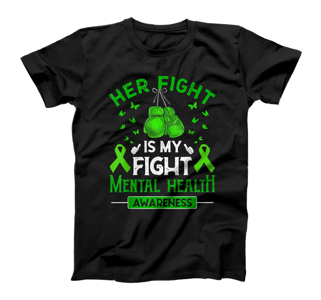 Her Fight Is My Fight Mental Health Awareness Ribbon Boxing T-Shirt