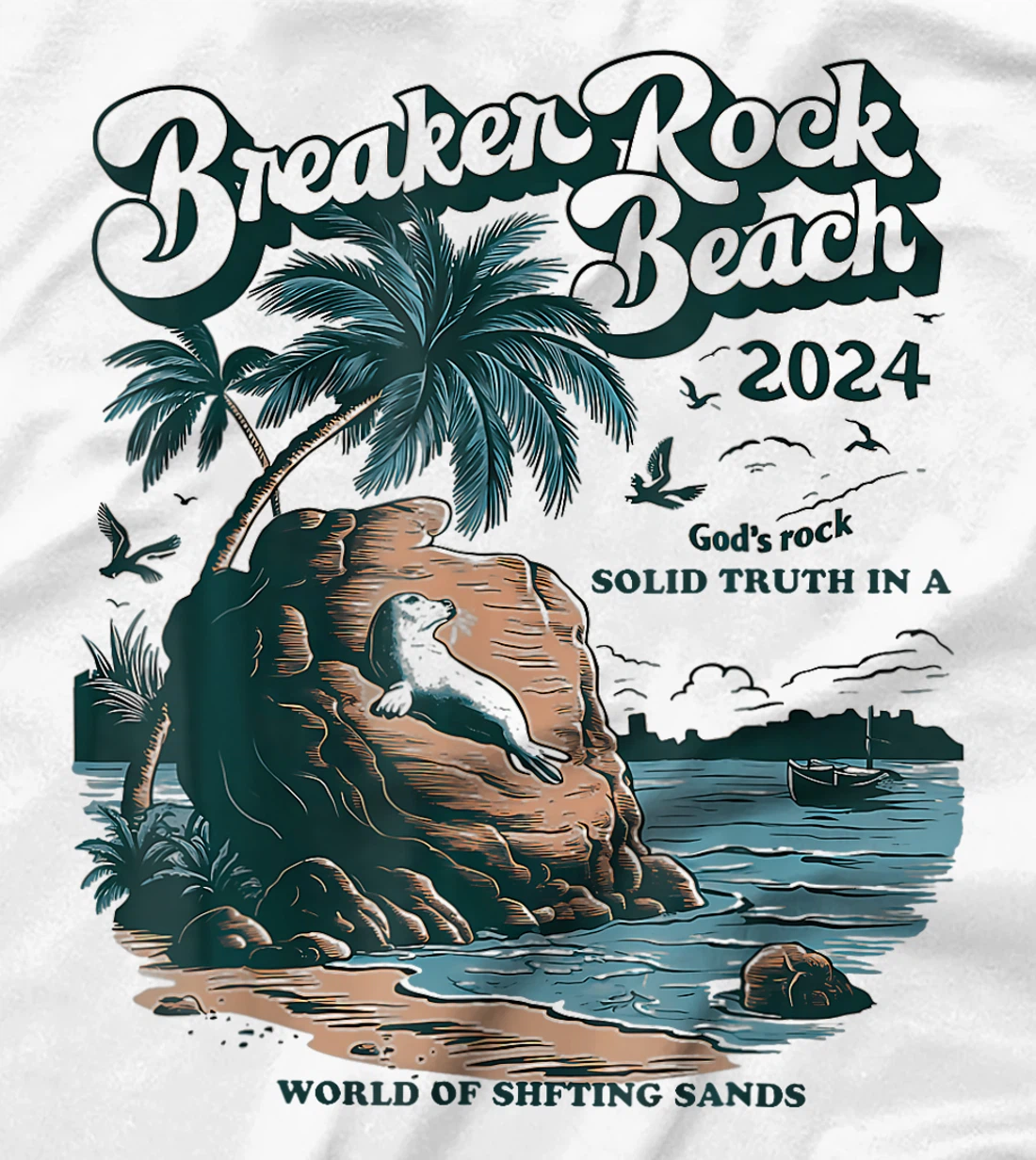 Breaker Rock Beach God's Rock Solid Beach Vbs 2024 Retro T-Shirt