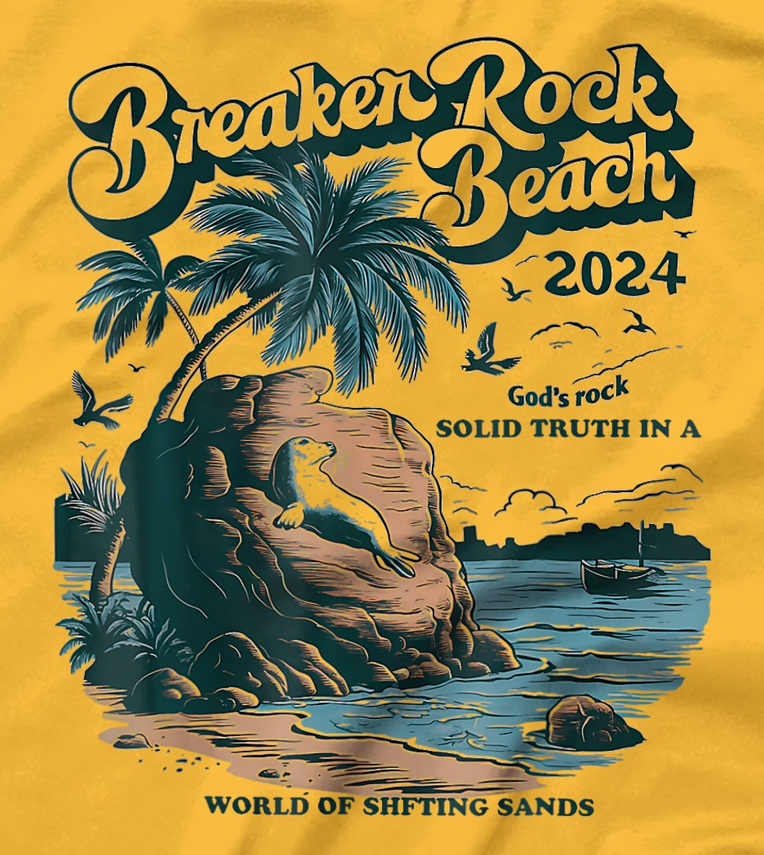 Breaker Rock Beach God's Rock Solid Beach Vbs 2024 Retro T-Shirt