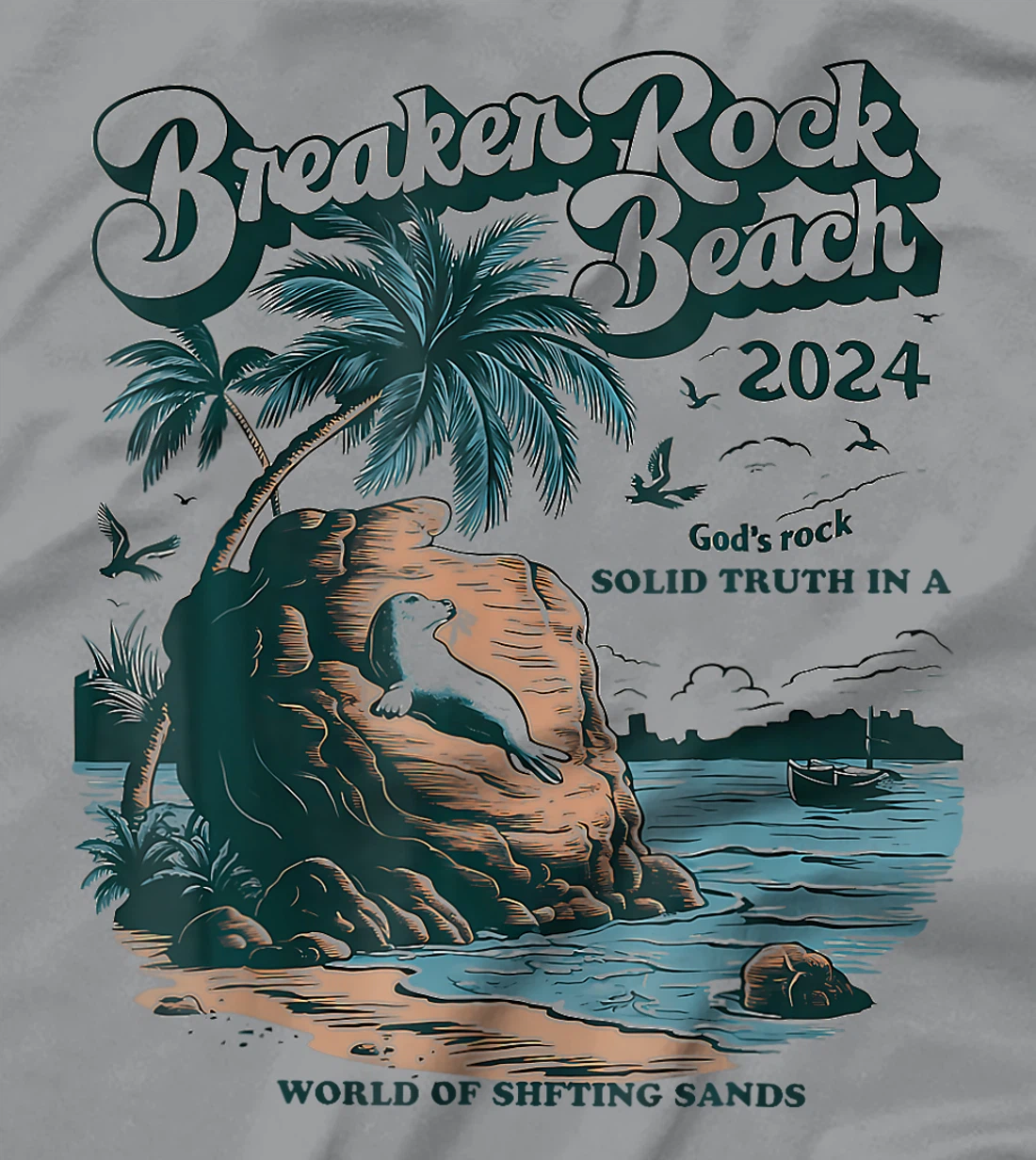 Breaker Rock Beach God's Rock Solid Beach Vbs 2024 Retro T-Shirt