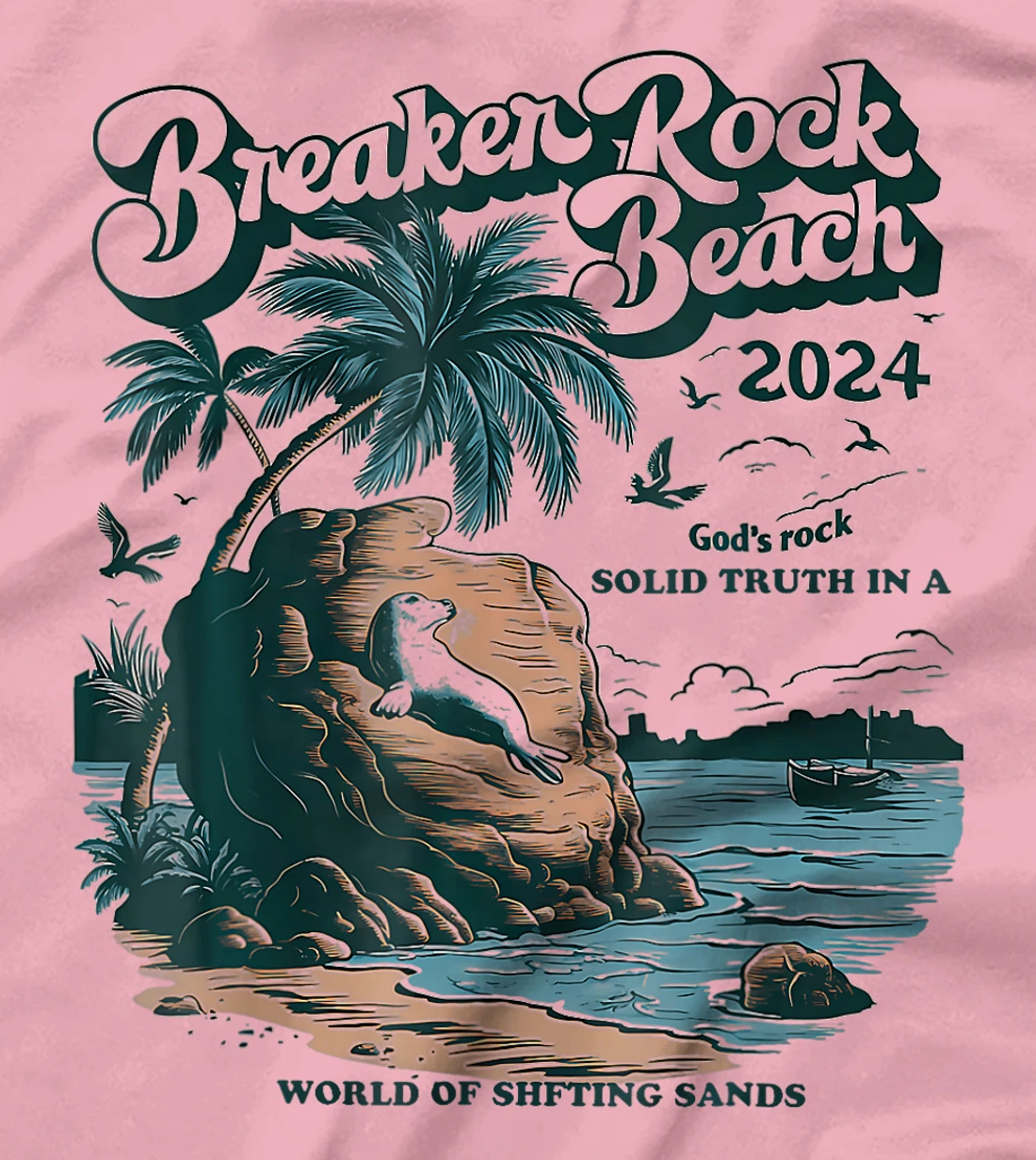 Breaker Rock Beach God's Rock Solid Beach Vbs 2024 Retro T-Shirt