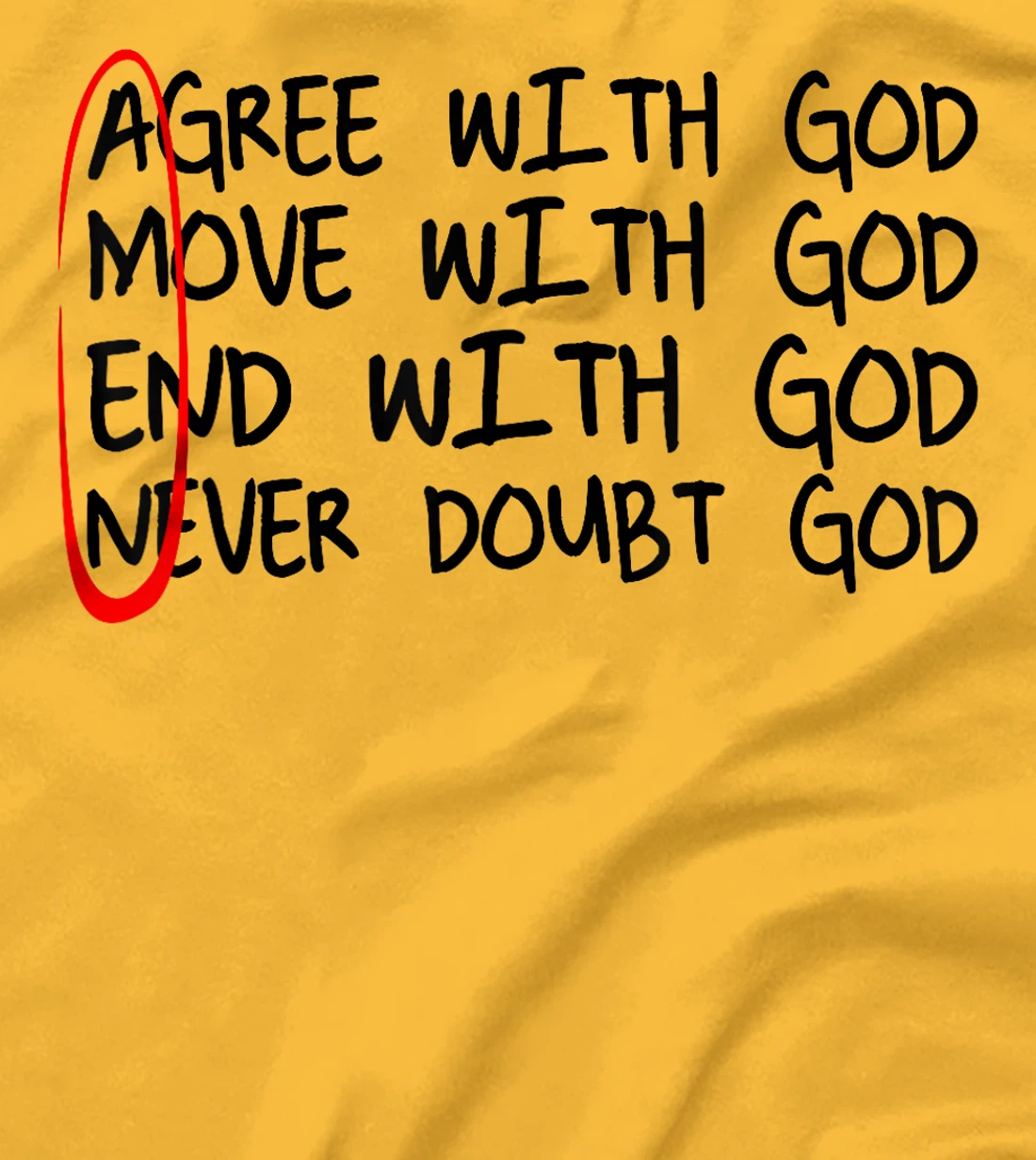 Amen Agree With God Move With God End With God Never With Go T-Shirt