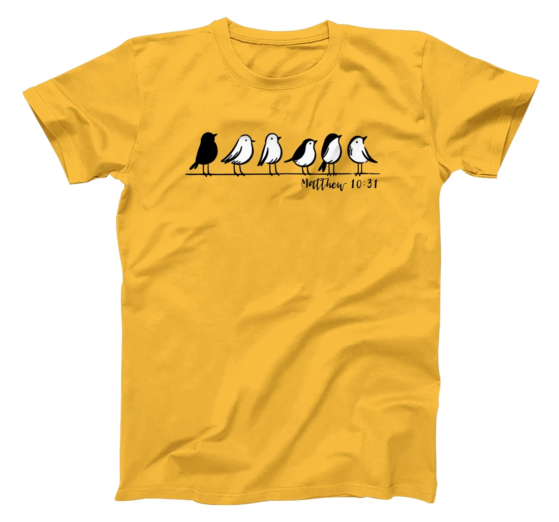 God Cares for You Birds Design | Matthew 10:31 Christian Art T-Shirt