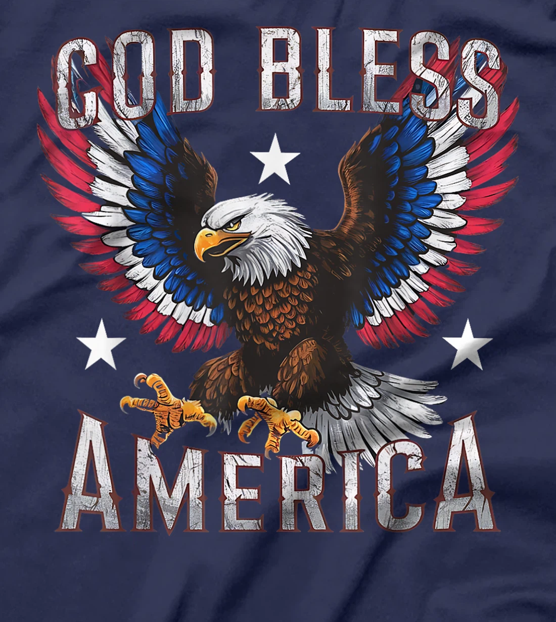 Womens God Bless America Flying Eagle American Flag 4th of July T-Shirt