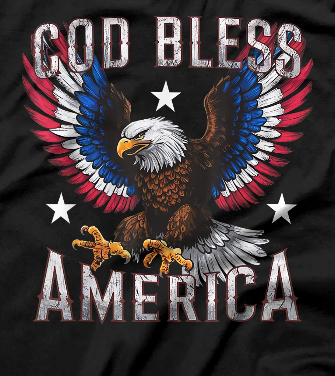 Womens God Bless America Flying Eagle American Flag 4th of July T-Shirt