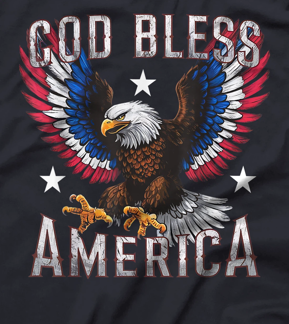 Womens God Bless America Flying Eagle American Flag 4th of July T-Shirt