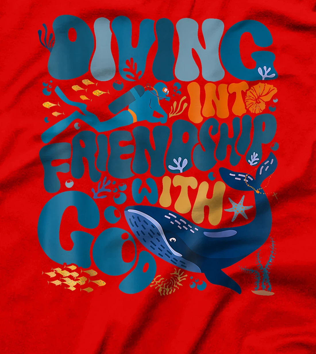 Diving Into Friendship God Underwater Scuba VBS 2024 Beach T-Shirt