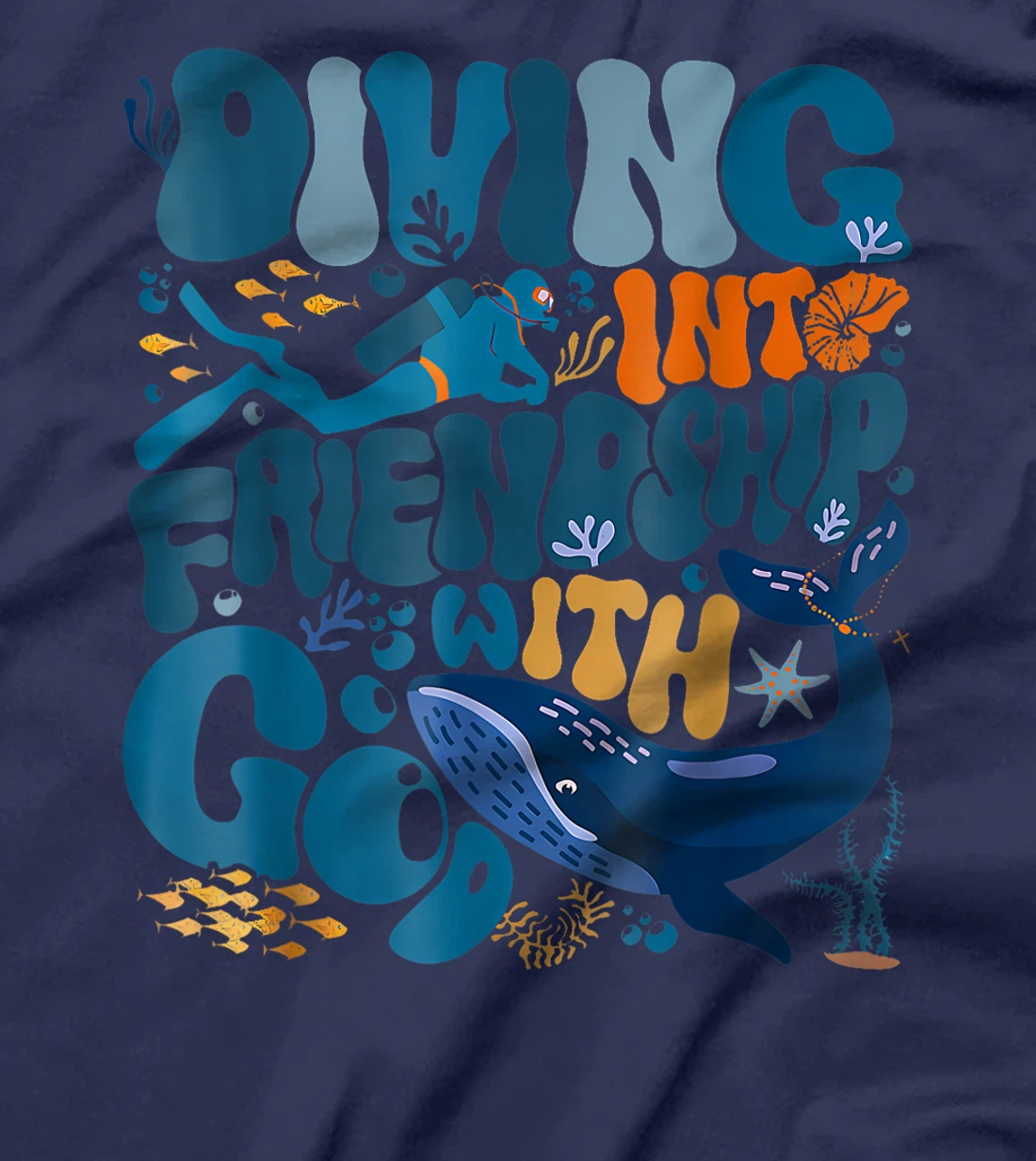 Diving Into Friendship God Underwater Scuba VBS 2024 Beach T-Shirt
