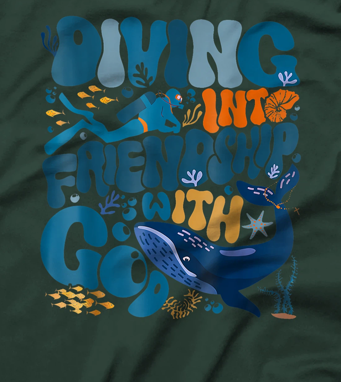 Diving Into Friendship God Underwater Scuba VBS 2024 Beach T-Shirt