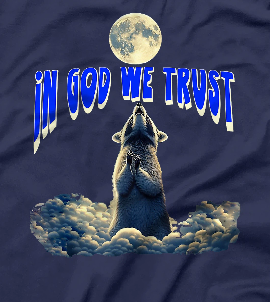 Racon In God We Trust Raccoon Howling Moon Funny Racoon Men Premium T-Shirt