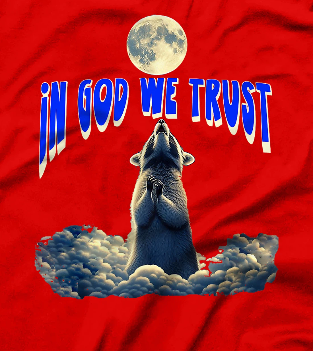 Racon In God We Trust Raccoon Howling Moon Funny Racoon Men Premium T-Shirt