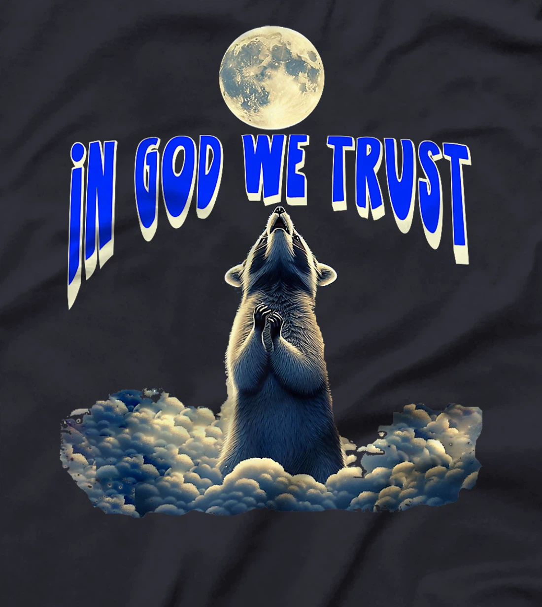 Racon In God We Trust Raccoon Howling Moon Funny Racoon Men Premium T-Shirt