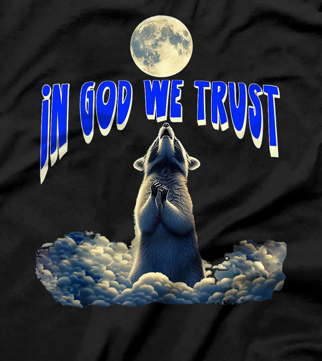 Racon In God We Trust Raccoon Howling Moon Funny Racoon Men Premium T-Shirt