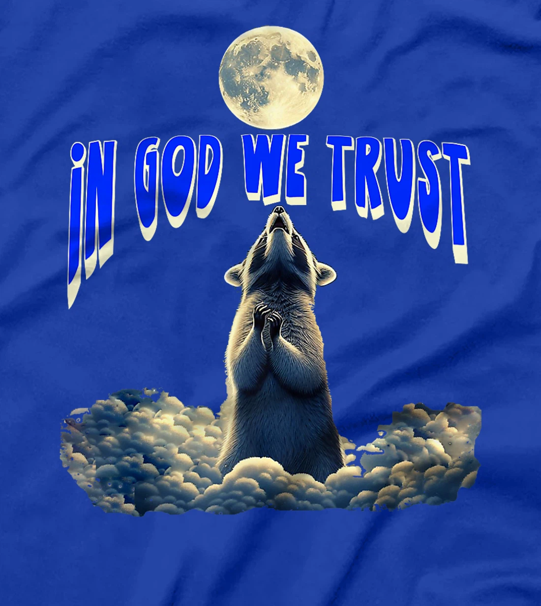 Racon In God We Trust Raccoon Howling Moon Funny Racoon Men Premium T-Shirt