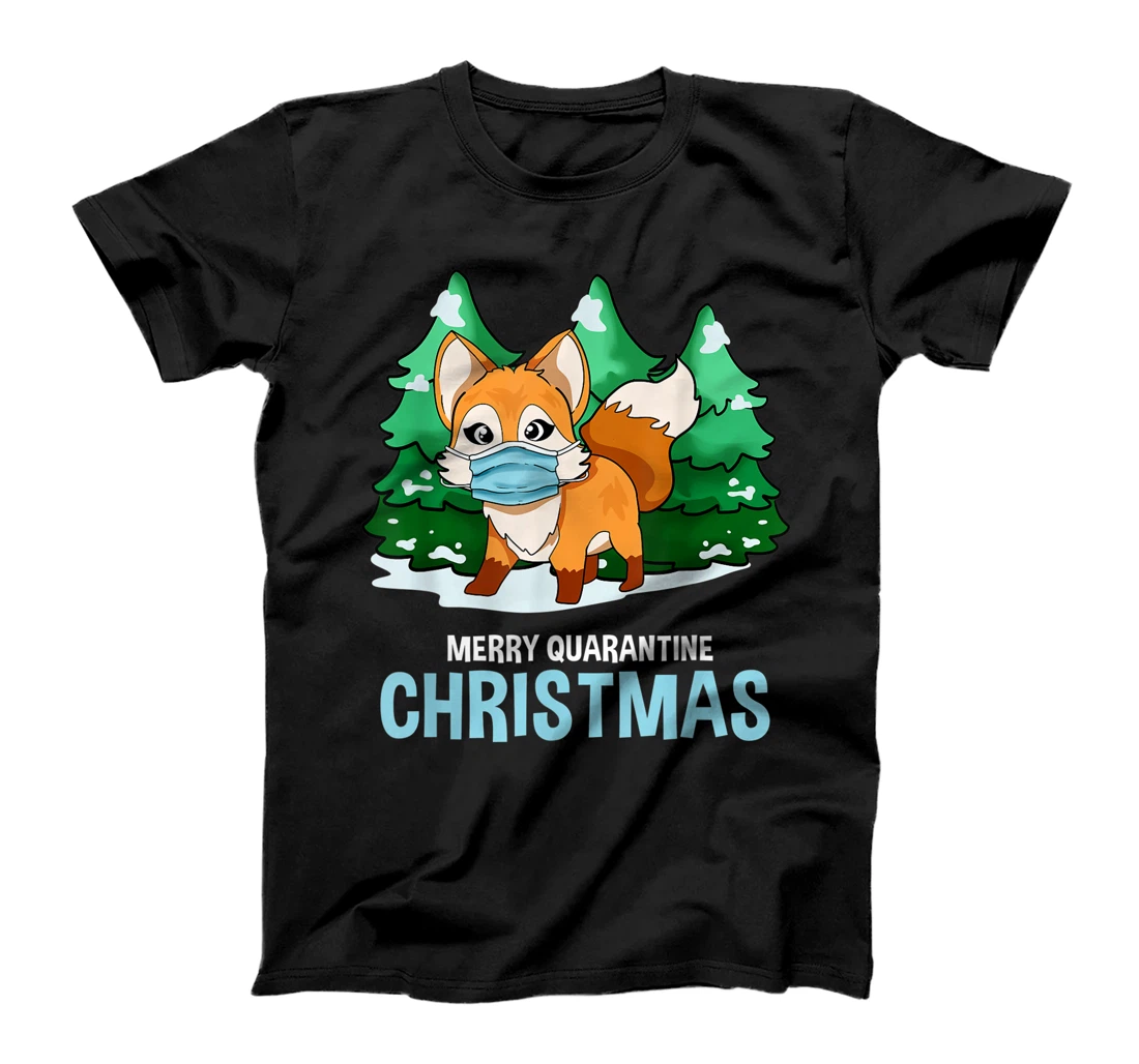 Merry Quarantine Christmas Face Mask Fox Christmas T-Shirt