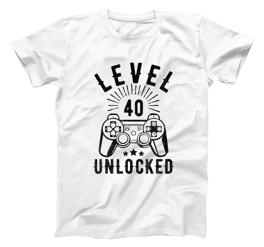 Level 40 Unlocked Shirt Video Gamer 40th Birthday Gift T-Shirt