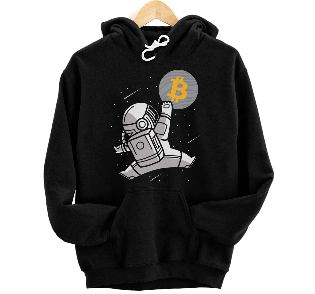 Bitcoin Btc Crypto Featuring Astronaut Hoodie Pullover Hoodie