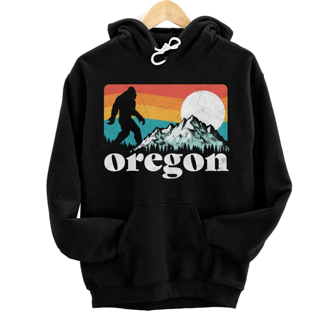 Oregon Pride Bigfoot Mountains Retro 80s Pullover Hoodie