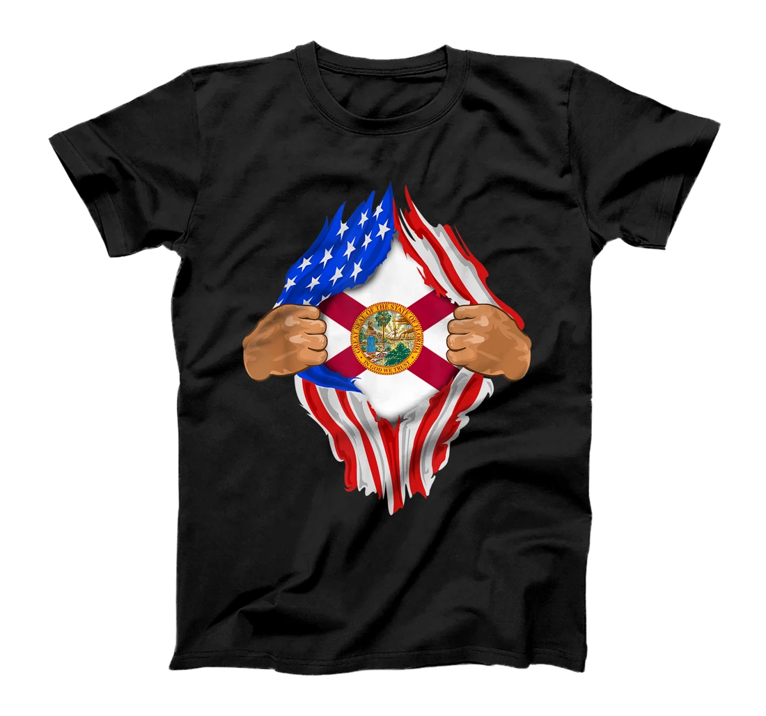 Florida Roots Inside State Flag | American Proud Tee T-Shirt