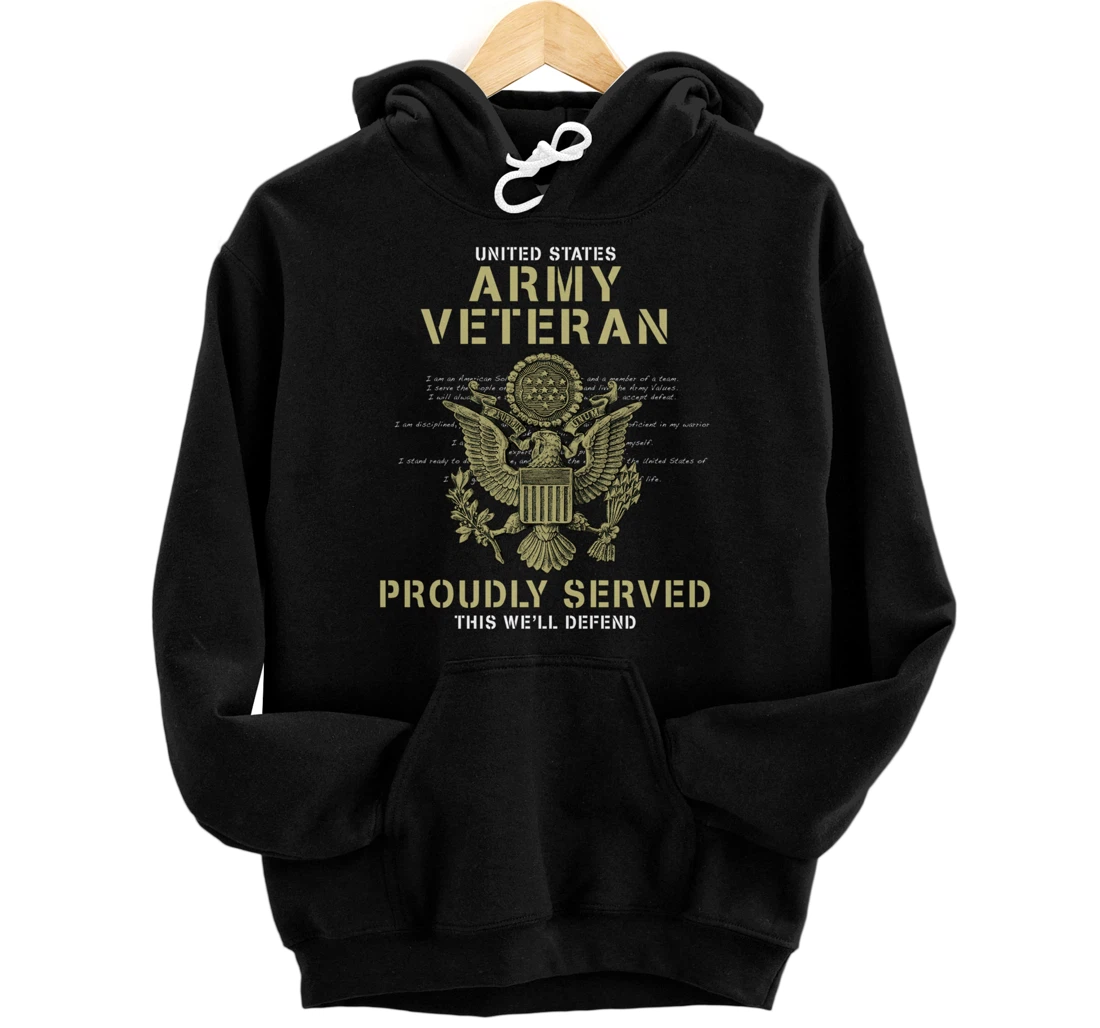 ARMY VETERAN PROUDLY SERVED Pullover Hoodie