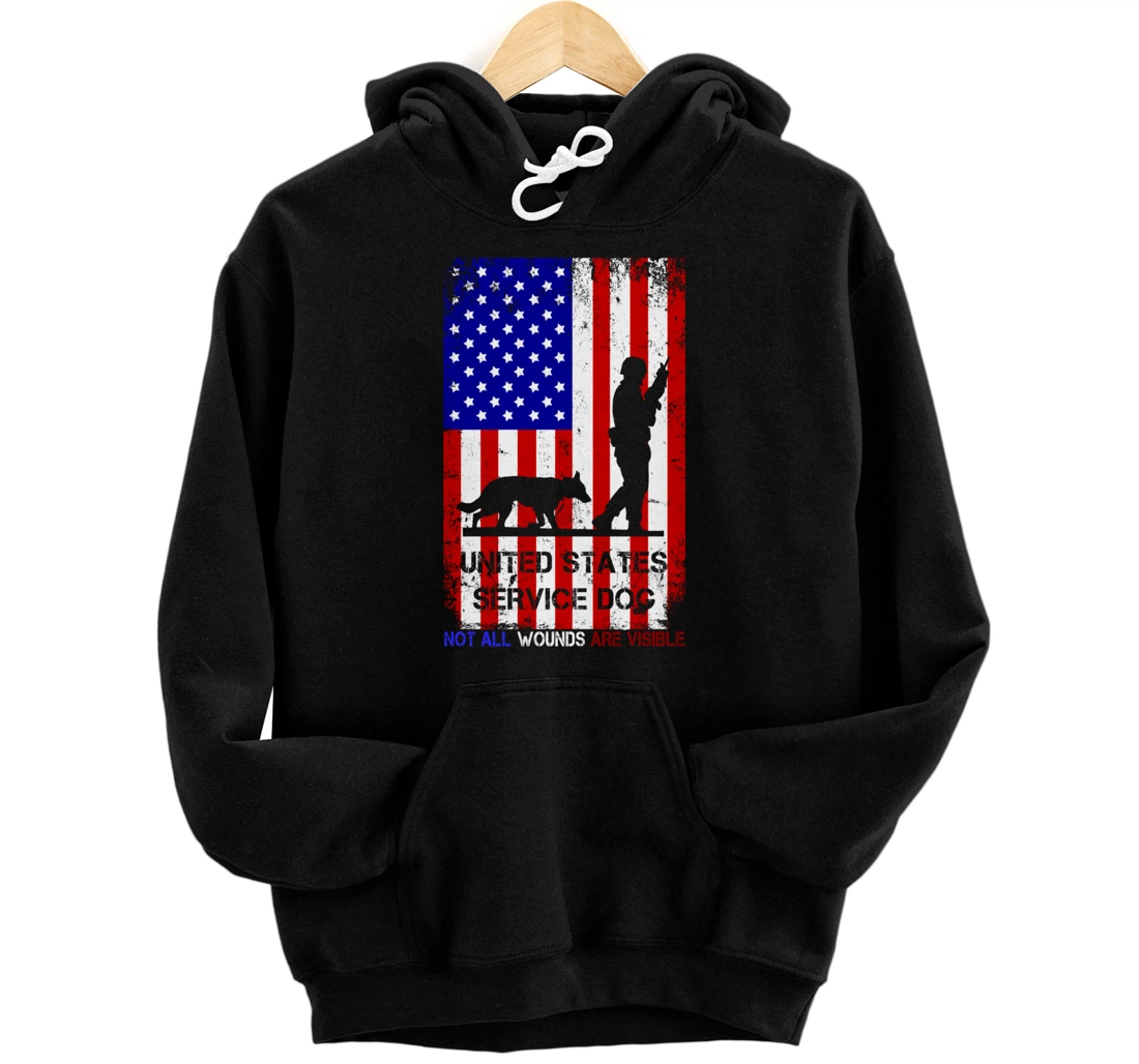 PTSD Awareness Shirt Service Dog Design For Veterans Pullover Hoodie