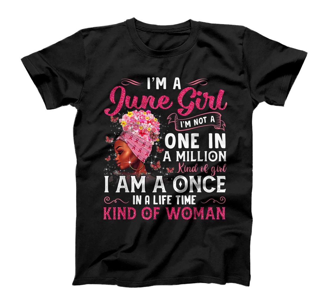 I'm A June Girl Afro Black Women Queen Gemini Cancer Bday T-Shirt