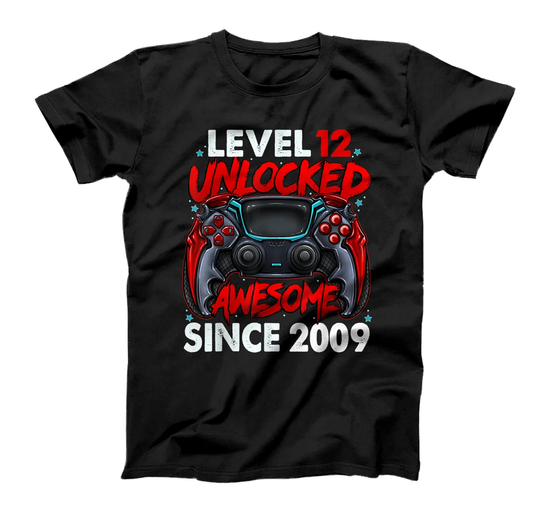 Level 12 Unlocked Awesome Since 2009 12th Birthday Gaming T-Shirt