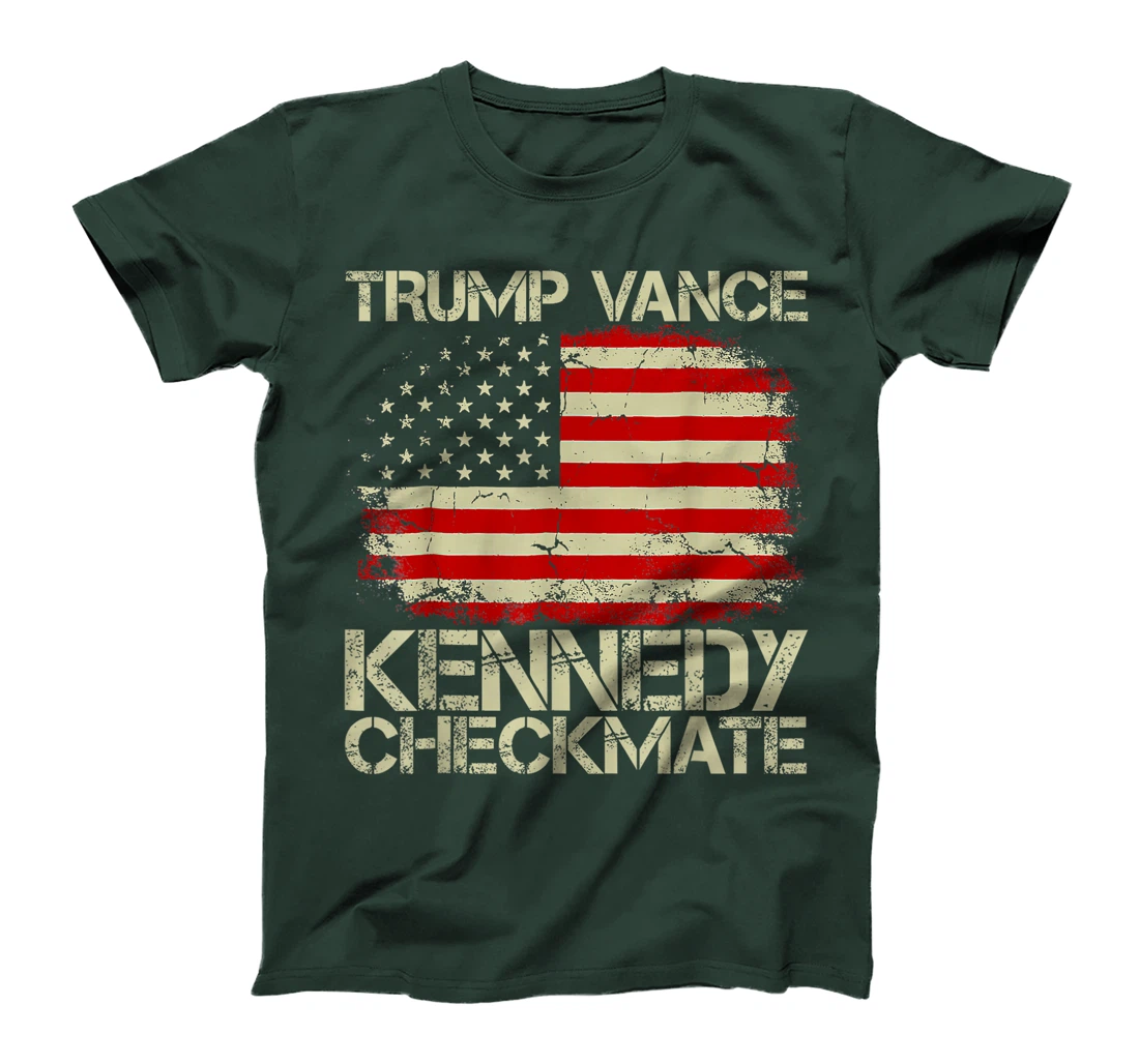 Vintage Old Trump Vance Kennedy Checkmate 2024 America Flag T-Shirt