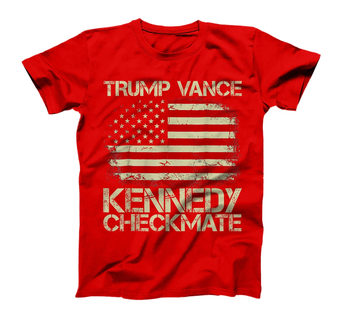Vintage Old Trump Vance Kennedy Checkmate 2024 America Flag T-Shirt