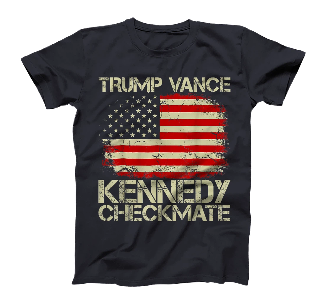 Vintage Old Trump Vance Kennedy Checkmate 2024 America Flag T-Shirt