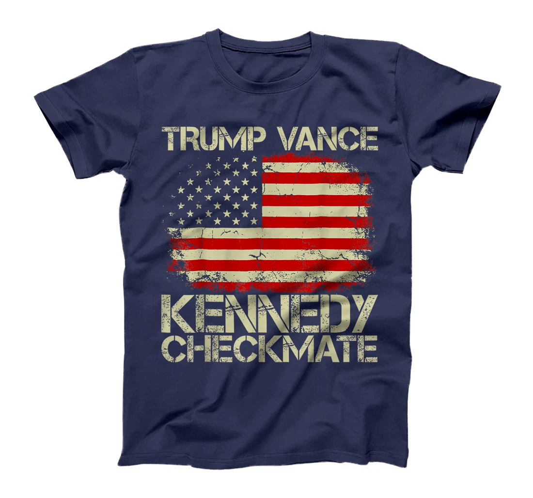 Vintage Old Trump Vance Kennedy Checkmate 2024 America Flag T-Shirt
