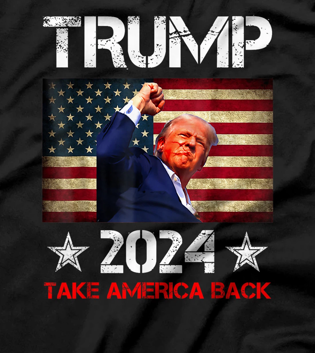 Trump 2024 Take America Back Vintage President American Flag T-Shirt