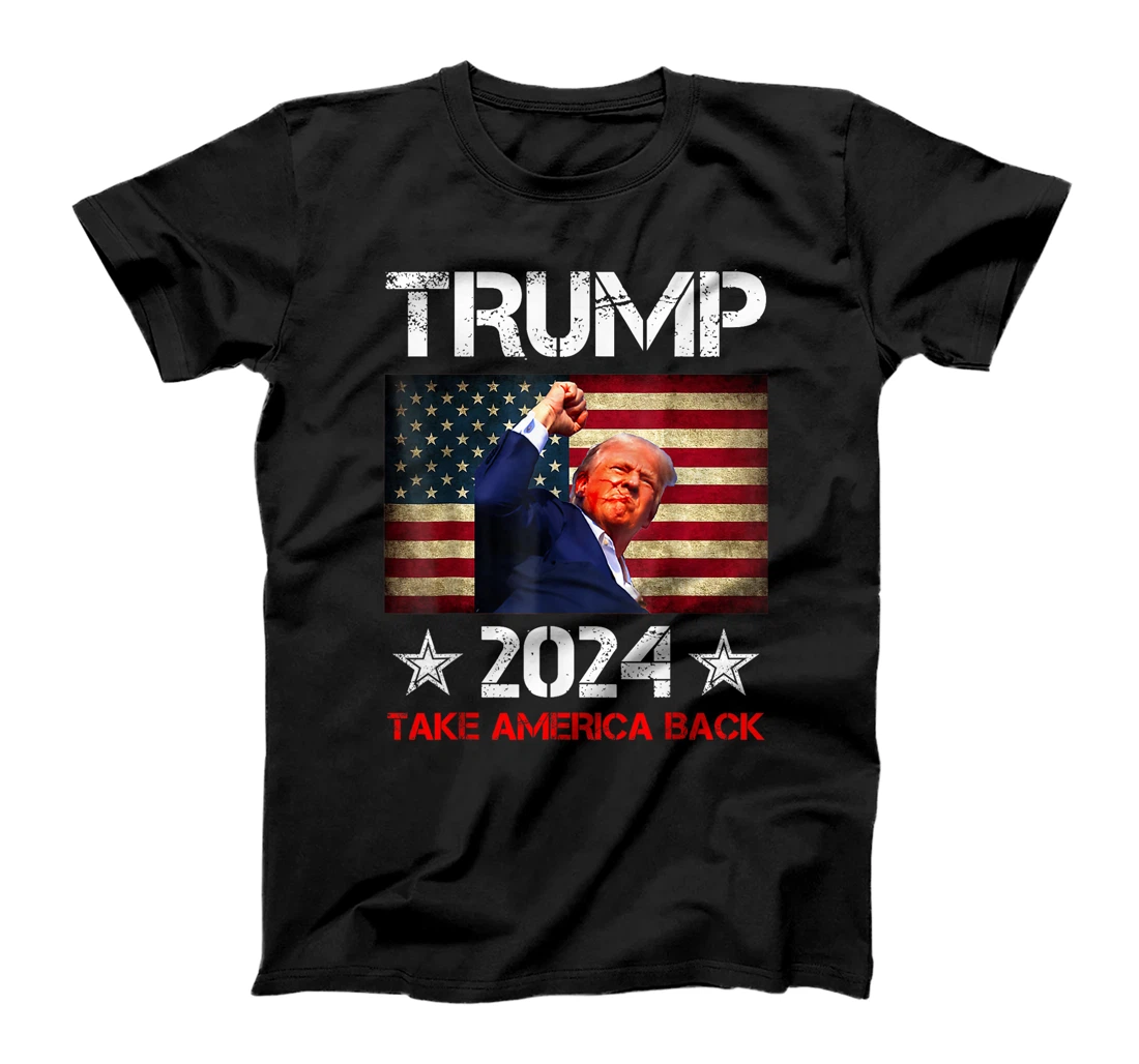 Trump 2024 Take America Back Vintage President American Flag T-Shirt