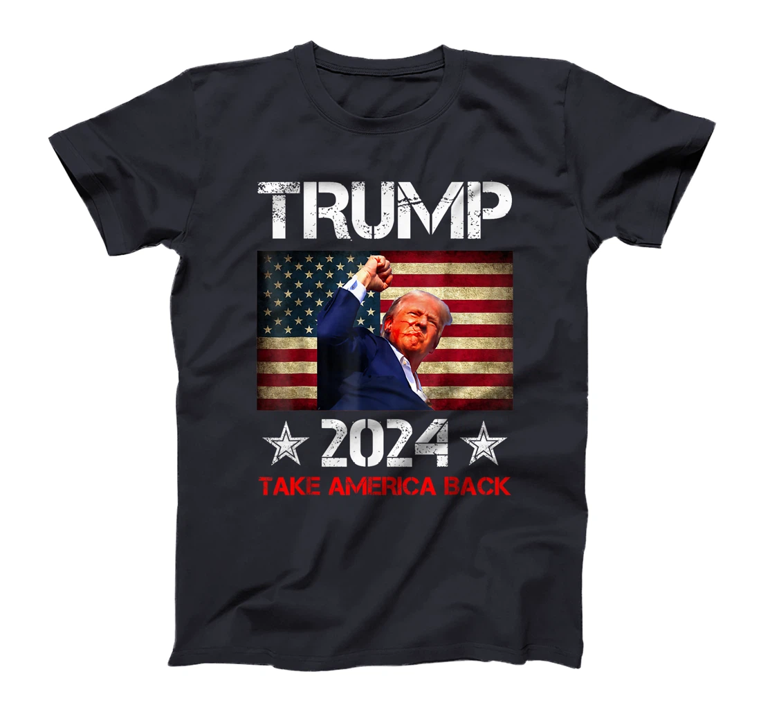 Trump 2024 Take America Back Vintage President American Flag T-Shirt