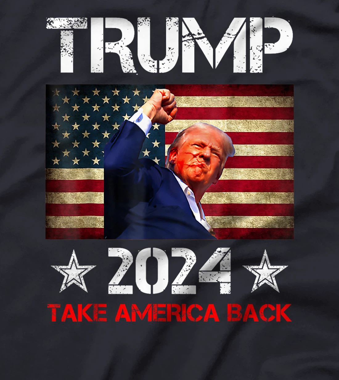 Trump 2024 Take America Back Vintage President American Flag T-Shirt