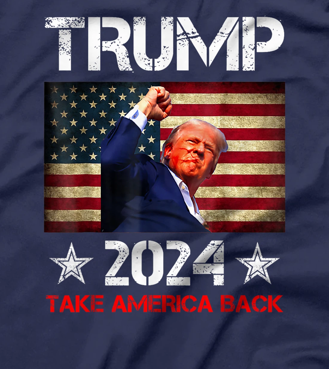 Trump 2024 Take America Back Vintage President American Flag T-Shirt