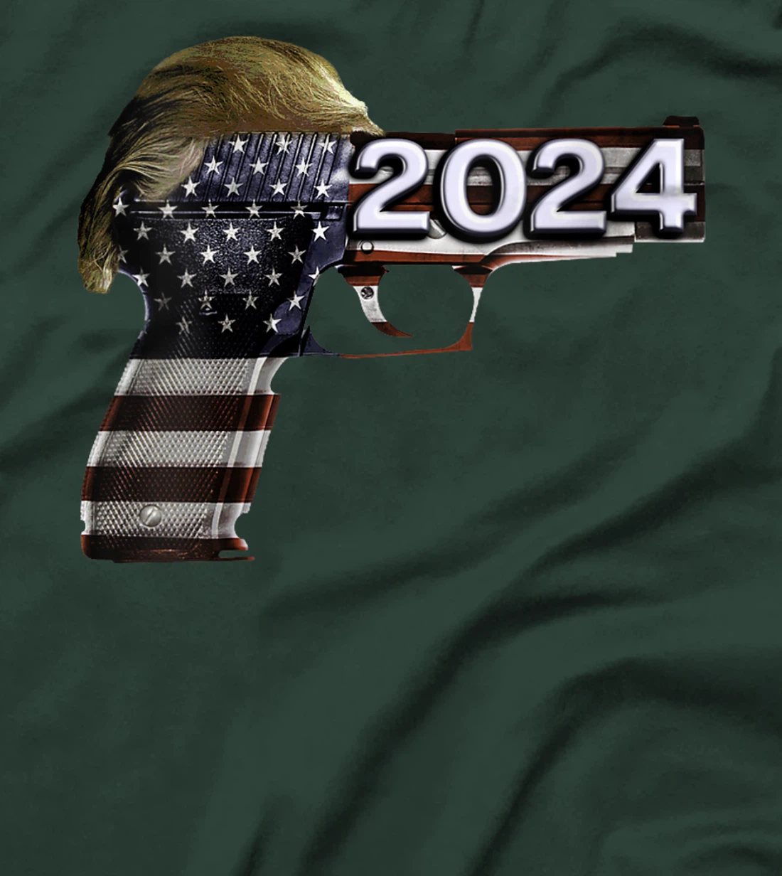 Womens Donald Trump 2024 Funny Political US Flag Gun Shirt T-Shirt