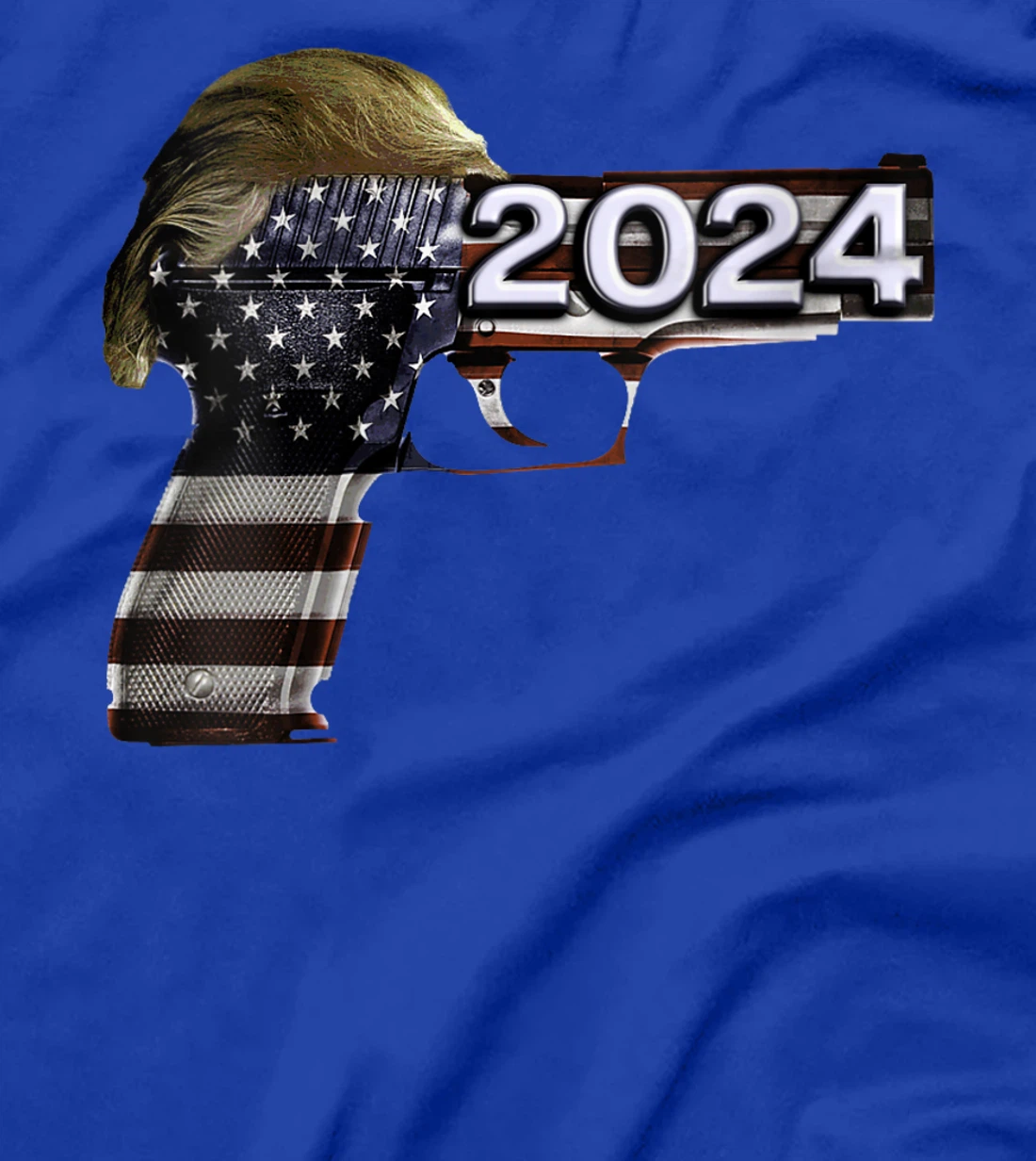 Womens Donald Trump 2024 Funny Political US Flag Gun Shirt T-Shirt