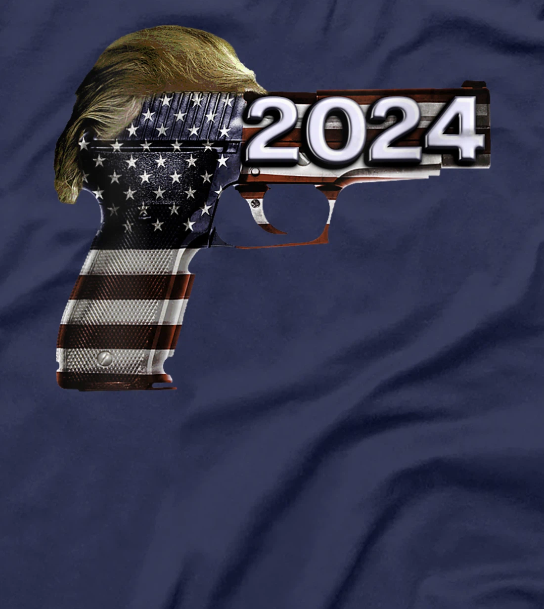 Womens Donald Trump 2024 Funny Political US Flag Gun Shirt T-Shirt