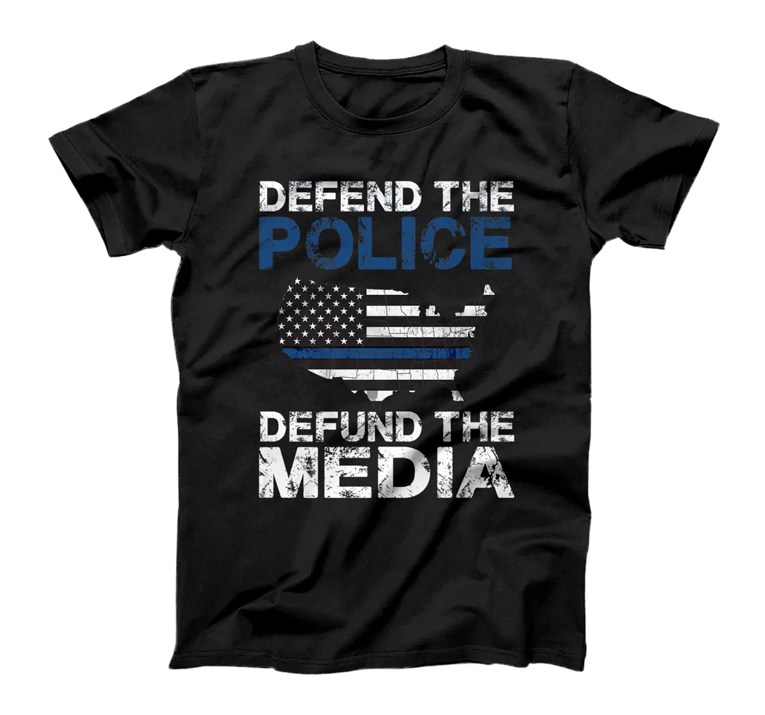 Defend the Police Defund the Media American Flag USA Gift Premium T-Shirt