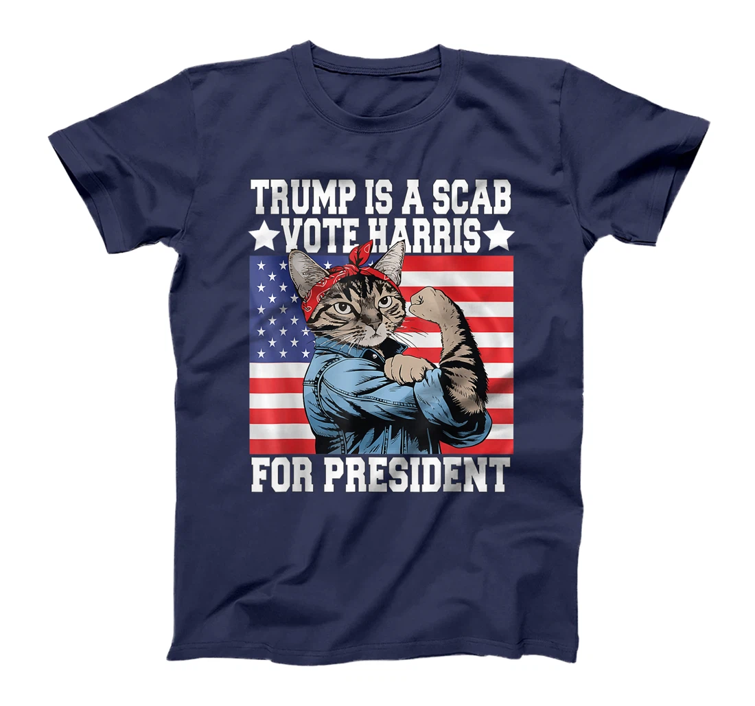 Trump is a Scab Vote Harris Waltz 2024 Cat Ladies President T-Shirt