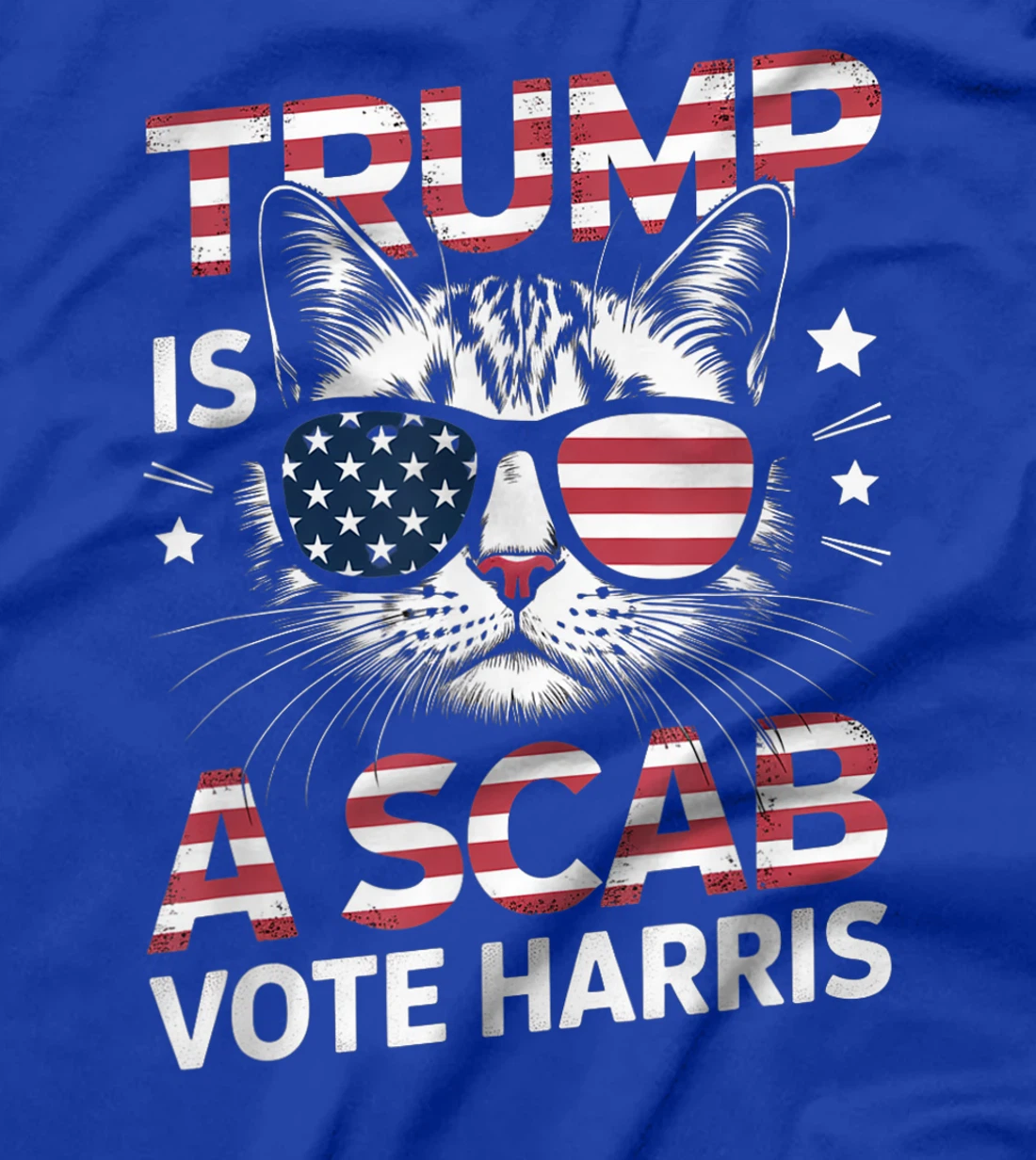 Trump Is A Scab Vote Harris Funny Cat Lovers USA Flag T-Shirt